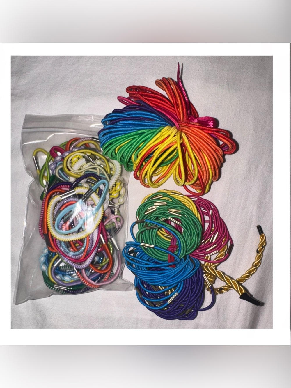 Hundreds of Rainbow Elastic Hair Ties